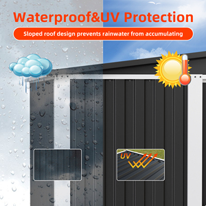 Grand <span class=keywords><strong>abri</strong></span> de <span class=keywords><strong>jardin</strong></span> extérieur en métal pour le stockage de vélos et d'outils facilement assemblés en bois traité sous pression naturel - Product Image 5