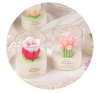 Romantische handgemachte moderne Soja Wachs Tulpe Blume Kunst Kerze Luxus Geburtstag Valentinstag Souvenir Aroma therapie Cup Abschluss