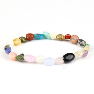 Braccialetto di perline di pietra naturale all'ingrosso, cristallo curativo vera gemma Nugget durevole braccialetto elastico per le donne uomo 18.5CM - Product Image 2