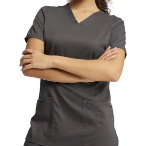 Uniformes médicos de enfermería, uniformes médicos con cuello en V, Top exfoliante, uniforme de enfermería, Escuela de Medicina