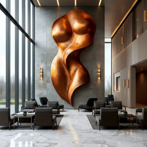 Decorazione moderna su misura di arte di rame grande scultura in bronzo astratto artigianale in metallo statua Patina naturale per interni di lusso per - Product Image 1
