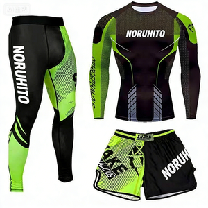 Combinaison de boxe, MMA, sports de <span class=keywords><strong>combat</strong></span>, fitness complet, <span class=keywords><strong>UFC</strong></span>, course à pied, entraînement, pantalon en spandex/polyester à séchage rapide, ensemble trois pièces - Product Image 1