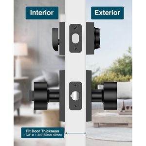 ชุดลูกบิดประตูและกลอนล็อคภายนอก Calzibeno สีดำด้าน แบบกุญแจเดียวกัน สำหรับประตูไม้ ล็อคทางเข้าทันสมัย - Product Image 4