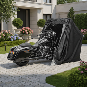 Abri de moto Aoshuna, tente de protection solaire extérieure, tissu Oxford 600D, pliable, toit en arche, structure métallique pour <span class=keywords><strong>APRILIA</strong></span> - Product Image 1