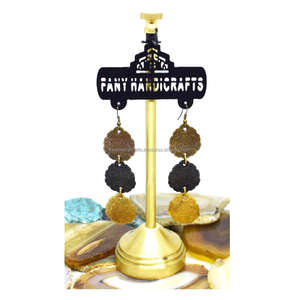 1990 joyería Arabia moda hecha de hoja púrpura y oro pendientes redondos de metal y pendientes colgantes de oro uso diario para damas - Product Image 3