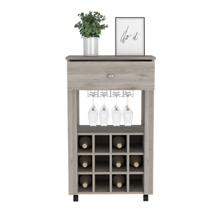 Bar Cart Bayamon Twelve Wine Cubbies Light Gray Finish Storage Cart - Product Image 2