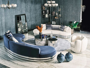 Divano moderno a curva contemporanea con struttura in acciaio inox arredamento per la casa divani Villa casa ufficio Hotel soggiorno mobili - Product Image 3
