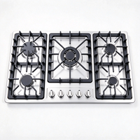 Table de cuisson au propane à 5 brûleurs, 34 pouces, encastrable, en acier inoxydable, double combustible GPL/GN, pour appartement, cuisine, camping-car