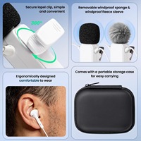 Microphone Lavalier Type C avec Écouteurs Intégrés, Carte Son, Réduction de Réverbération à Touche Unique, Micro Cravate pour Diffusion en Direct et Monitoring Intra-Auriculaire