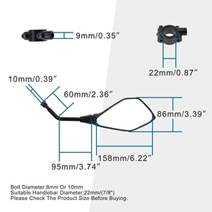 Rétroviseur latéral de <span class=keywords><strong>moto</strong></span> GOOFIT, remplacement pour karting, VTT, cyclomoteur, <span class=keywords><strong>moto</strong></span> de <span class=keywords><strong>50cc</strong></span> à 250cc - Product Image 2