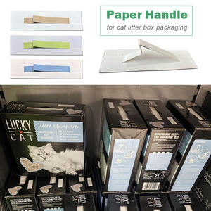 Caja de embalaje de arena para gatos ecológica, manijas de caja de comida para mascotas, manijas de cartón para arena para gatos - Product Image 1