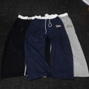 Custom Logo Embroidered <b>Men's</b> Casual Sweatpants Elastic Waist Drawstring Midweight Cotton Streetwear Style - Product Image 4