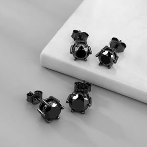 Boucles d'oreilles clous classiques en argent sterling 925 plaqué or <span class=keywords><strong>noir</strong></span>, avec moissanite GRA 3.0ct 2ct et <span class=keywords><strong>diamant</strong></span> de laboratoire VVS, pour femmes et hommes - Product Image 5