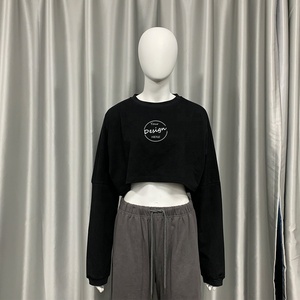 وصول جديد مخصص صالة ألعاب رياضية نسائية فارغة سادة برقبة طويلة محصول تي شيرت حجم كبير تي شيرت للنساء - Product Image 6