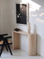 Table console en MDF de style moderne, finition couleur naturelle rustique, meubles simples pour salon et salle à manger en bois