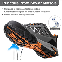 Chaussure de sport tendance respirante en maille douce avec semelle en caoutchouc gris, embout en acier antidérapant, légère, à laçage rapide, printemps été