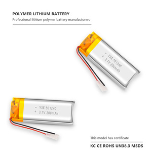 OEM/ODM 3,7/200mAh 501240 Micro Pouch Batería de polímero de litio para electrónica de consumo Batería de iones de litio recargable - Product Image 3