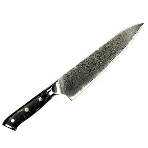 Xyj couteau de chef de cuisine japonais, 67 couches 8 pouces, gyuto en acier, damas couteau à manche en pierre turquoise