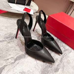 Zapatos de tacón de aguja finos de charol rojo para mujer, de lujo, para verano, de novia, sin cordones, con punta, negros, a la moda, al por mayor - Product Image 4