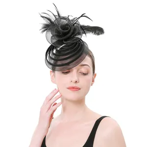 Black Fascinator Hair Accessories Hairnet Hair Hoops Mesh Bowknot Fascinators Banana Clips for Ladies