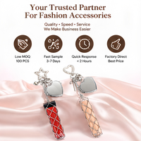 Porte-clés en maille métallique pour tube de rouge à lèvres, avec fermoir nœud, étoile, cœur, étui cosmétique portable, mini miroir, pendentif, breloque pour sac à main femme