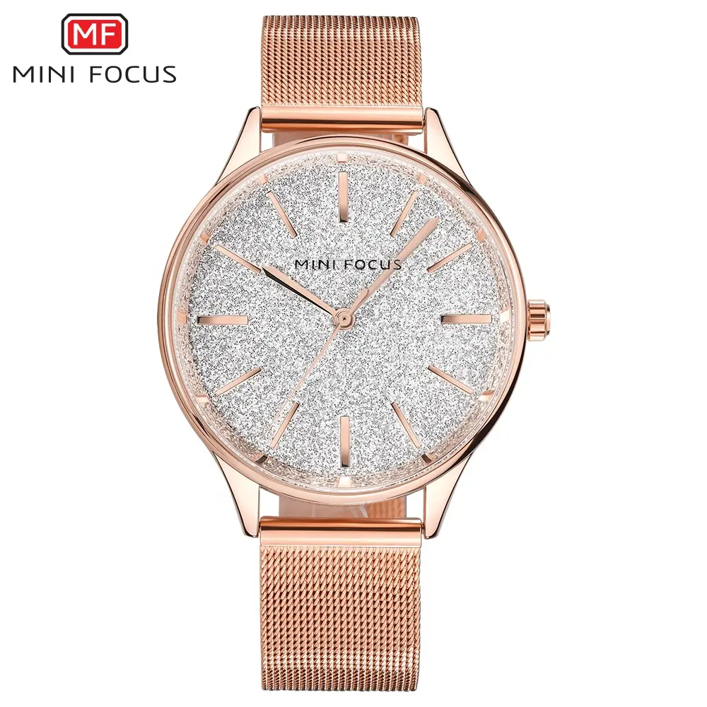 MINI FOCUS MF0044L High quality Diamond Shining women luxury brand ladies watches women wrist quartz watches with Leather band