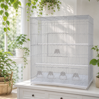 Cage de Vol Décorative Blanche pour Oiseaux, Cage en Fil Métallique avec Perchoir et Plateau Amovible, Cage d'Élevage pour Canaris, Pinsons, Perroquets