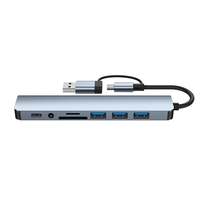 Hub USB 8 en 1 con Doble Conexión, Divisor USB 3.0 con PD, Lector de Tarjetas, Audio para MacBook/Windows