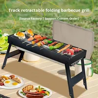 Barbecue au charbon de bois rétractable, pliable, portable, petit barbecue de camping, grille de barbecue au charbon de bois pour l'extérieur