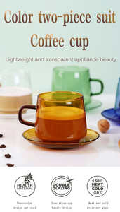 Taza de café de alta gama para el desayuno, vaso de leche de zumo de limón <span class=keywords><strong>con</strong></span> plato inferior, utensilio OEM para casa, restaurante y oficina, gran oferta - Product Image 3