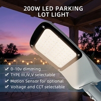 Lumière LED de type Shoebox pour extérieur, 200W, 150W, 100W, 50W sélectionnables, 140LM/W, avec cellule photoélectrique, étanche IP66, pour parking et jardin