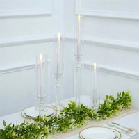 Ensemble de 4 supports de chandelier cylindriques en verre K9 transparent faits à la main, à fixer au mur, pour les activités religieuses, la décoration de Noël à la maison