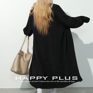 Cárdigan de Punto Extra Grande para Mujer Happy Plus, Negro, Talla Grande, Grosor Medio, Fibra Acrílica, Color Sólido N9025 - Product Image 5