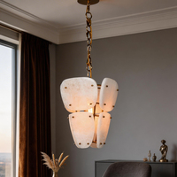 Lustre moderne de luxe à cadre en fer courbé de haute qualité, abat-jour en pierre, blanc chaud, commande par interrupteur, hauteur réglable, pour toutes les pièces, luminaires suspendus
