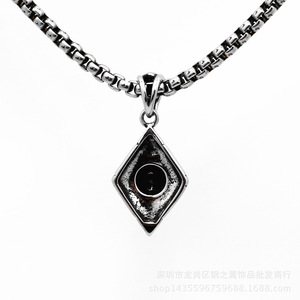 yunnique <b>Titanium</b> Steel Geometric Pendant Necklace With Black Stone For Men And Women Stainless Steel <b>Chain</b> Fashion Jewelry - Product Image 3