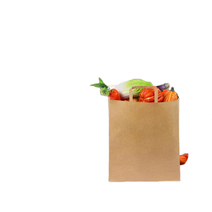 Sacs de courses en papier kraft laminé biodégradable classiques avec logo imprimé personnalisé, poignée plate, pour café et plats à emporter - Product Image 5