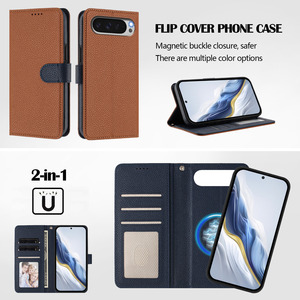 Étui <span class=keywords><strong>de</strong></span> téléphone en cuir à motif litchi détachable, <span class=keywords><strong>coque</strong></span> <span class=keywords><strong>de</strong></span> <span class=keywords><strong>protection</strong></span> <span class=keywords><strong>de</strong></span> luxe avec aimant pour Google <span class=keywords><strong>Pixel</strong></span> 10 Pro XL/9 Pro XL - Product Image 6