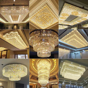 Lámpara de Techo de Cristal Cuadrada para Vestíbulo de Hotel de Lujo, Lámpara de Ingeniería para Eventos y Banquetes en Grandes Hoteles, Araña de Cristal para Villa - Product Image 4