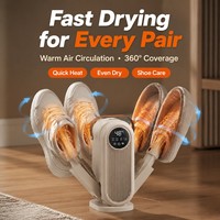 Séchoir à chaussures électrique pliable multifonctionnel avec 4 bras extensibles, température constante 48°C, circulation d'air chaud à 360°, numérique