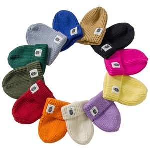 Adult and Kids Knitted <strong>Hat</strong> Parent-child Patch Fingerprint Pattern Candy Color Men and <strong>Women</strong> Autumn and <strong>Winter</strong> Warm Beanie <strong>Hat</strong> - Product Image 1