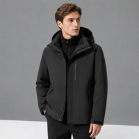 Veste imperméable thermosoudée unisexe avec coutures entièrement thermosoudées, doublure en duvet amovible, manchettes ajustables et poches zippées