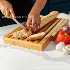 เขียงไม้ไผ่เฉินหลง ขนาด 44.5x27.2x4 ซม. พร้อมถาดรองเศษขนมปัง สำหรับหั่นขนมปังและเตรียมขนมปังปิ้ง - Product Image 3