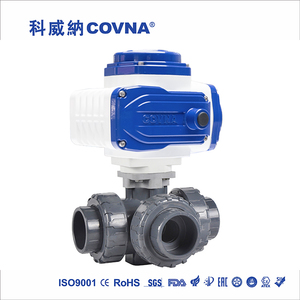 Válvula de Bola Eléctrica de 3 Vías COVNA de Envío Rápido, Válvula de Bola de PVC de 12 V CC, Válvula de Bola Motorizada de Doble Unión - Product Image 1