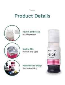 Encre de recharge compatible premium à base d'eau INK GI23 GI-23 GI-13 43 53 73 83 93 pour imprimantes <span class=keywords><strong>Canon</strong></span> série 6 couleurs G570 G580 - Product Image 5