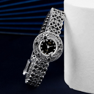 Ladies Classic Crystal 925 Sterling Silver Quartz Watch Bling Silver Elegante <span class=keywords><strong>Bracelet</strong></span> Women Watch - Product Image 4