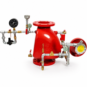 Válvula de control de hierro fundido con brida para supresión de incendios, con manómetro, solenoide, motor de agua y taza de goteo Gong - Product Image 1