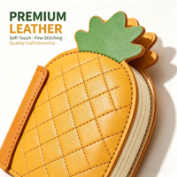 Couverture en PU personnalisée ODM/OEM avec logo, couleur et motif, en forme d'ananas mignon, pour carnet cadeau en PU personnalisé en forme d'ananas