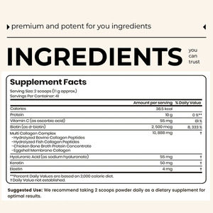 Polvo <span class=keywords><strong>de</strong></span> péptido <span class=keywords><strong>de</strong></span> colágeno múltiple Colágeno hidrolizado Ácido hialurónico Vitamina C Apoya articular y <span class=keywords><strong>la</strong></span> salud digestiva <span class=keywords><strong>DE</strong></span> <span class=keywords><strong>LA</strong></span> <span class=keywords><strong>PIEL</strong></span> 16 onzas - Product Image 3