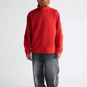 Sweat-shirt à col montant surdimensionné en coton 100% tricoté, écologique, uni, imprimé, pour homme, saison hivernale - Product Image 2