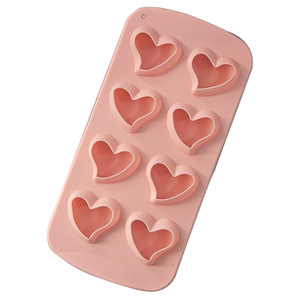Bandeja de silicona para cubitos de hielo con forma de corazón, 8 cavidades, reutilizable, para fiestas y uso familiar - Product Image 4